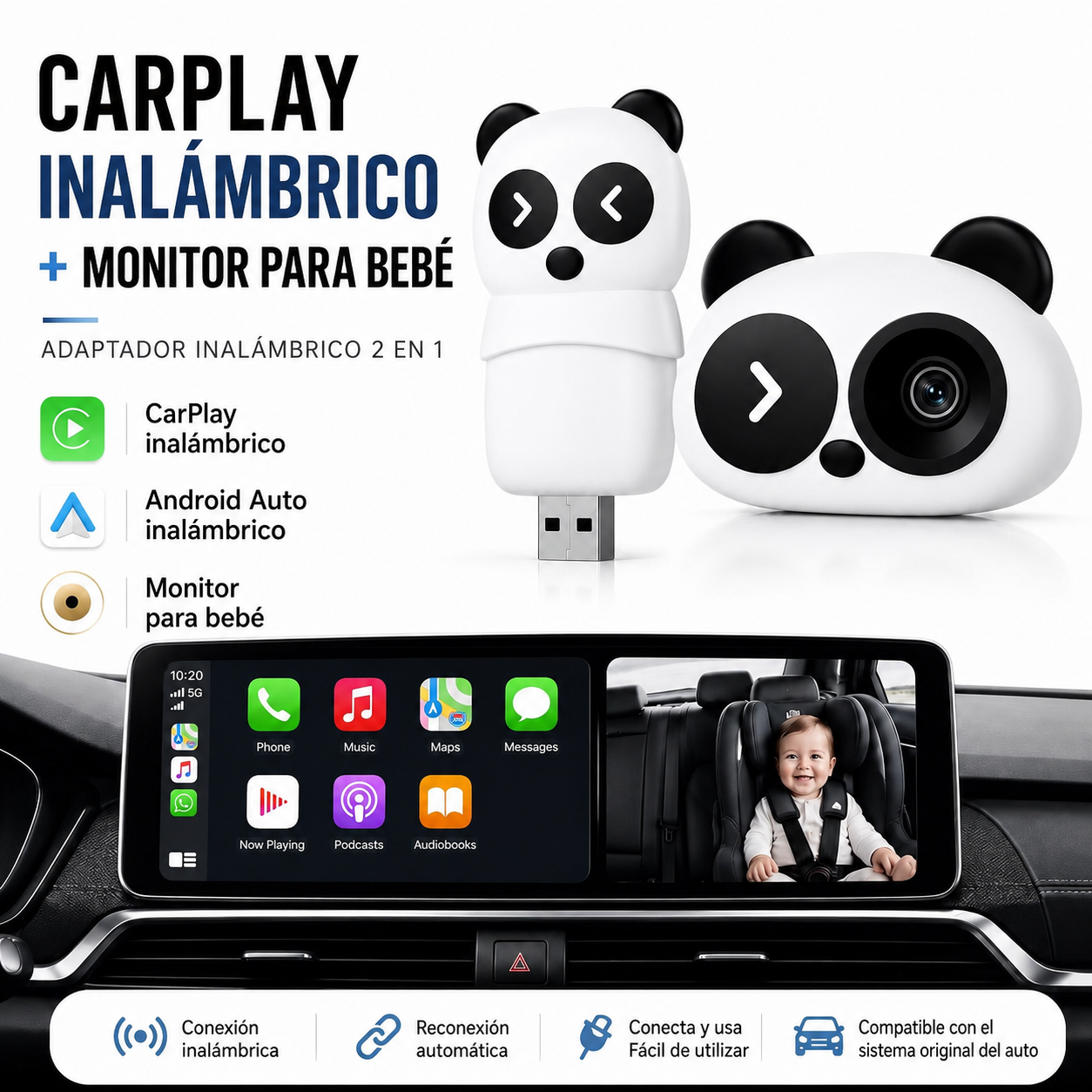 Cámara Auto Niños | CarPlay Android Auto